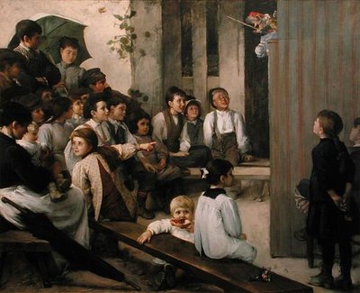 Guignol na aldeia (óleo sobre tela) de Marie Mrs Dujardin Beaumetz Petiet