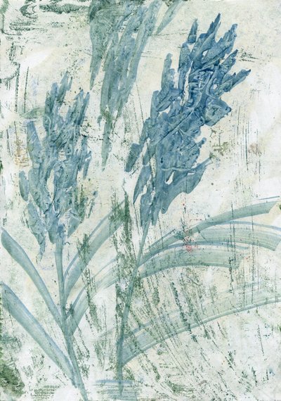 Flores azuis claras, 2022 (óleo sobre papel) de Marina Falco