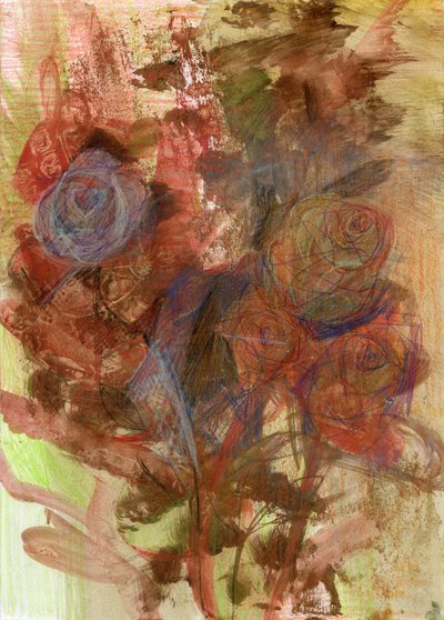 Rosas, 2022 (óleo sobre papel) de Marina Falco