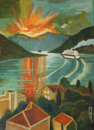 Cruzeiro pelo fiorde ao pôr do sol de Marina Gorkaeva