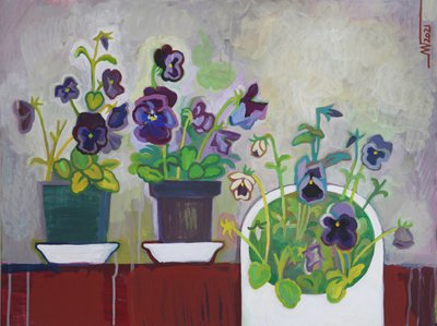 Pansies coloridas em vasos de Marina Gorkaeva