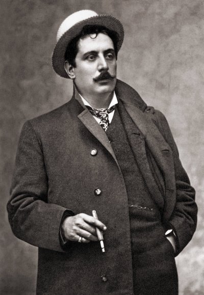 Retrato do músico compositor Giacomo Puccini (1858-1924) de Mario Nunes Vais