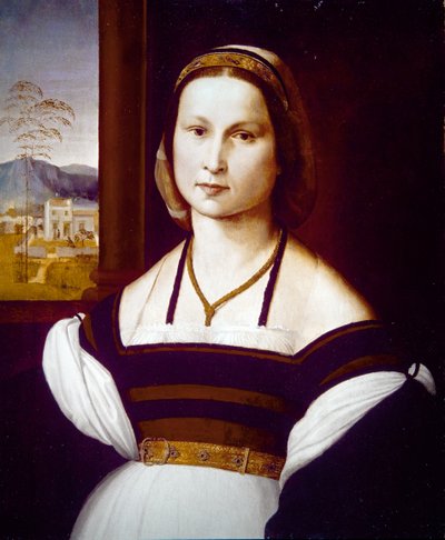 Retrato de uma jovem senhora (sobre painel) de Mariotto Albertinelli