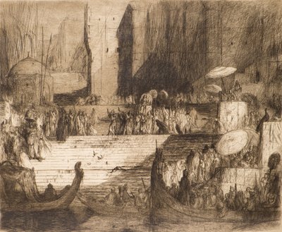 Cerimónia funerária no Ganges (gravura) de Marius Alexander Jacques Bauer