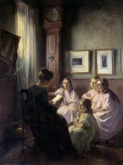 Contos para crianças, 1904 óleo sobre tela de Marius Bartholoty