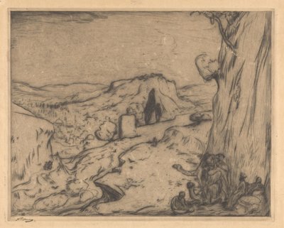 Vista de uma cidade oriental de um vale de Marius Bauer (signed by artist)