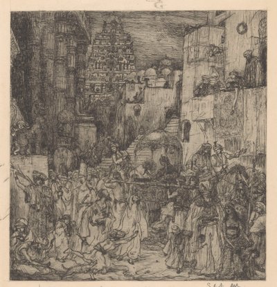 A multidão encheu as ruas com alegria grave de Marius Bauer (signed by artist)