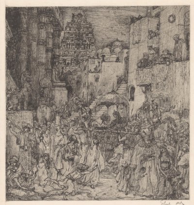 A multidão encheu as ruas com alegria grave de Marius Bauer (signed by artist)