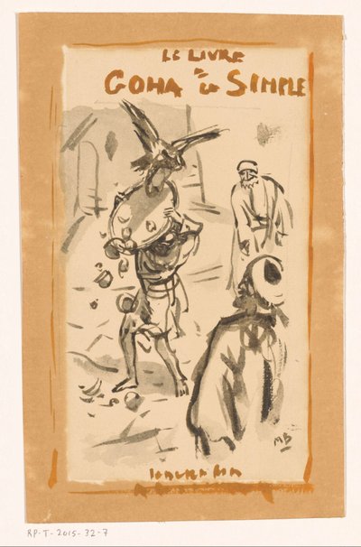 Homem com bandeja atacado por uma ave de rapina
Le livre Goha le Simple (título sobre o objecto) de Marius Bauer (signed by artist)