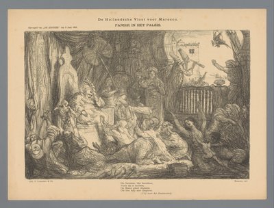 A frota holandesa para Marrocos. Pânico no palácio (título no objeto) de Marius Bauer