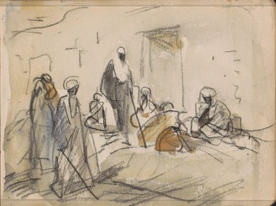 Rua com figuras em Luxor de Marius Bauer