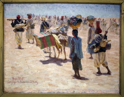 Atiradores senegaleses da retaguarda, campanha Fouta (Guinee; Fouta-Djalon), coluna Dodds, sketch. Pintura de Marius Perret (1853-1900), óleo sobre tela, antes de 1895. Museu de Belas Artes de Pau. de Marius Perret