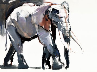 Elefante africano, 2012, (mídia mista no papel) de Mark Adlington