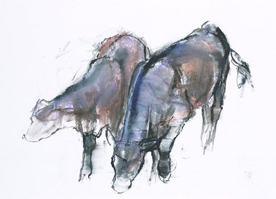 Bezerros, 2006 (carvão e conte no papel) de Mark Adlington