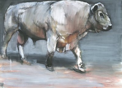 Fresno, Galloway Bull (mídia mista no papel) de Mark Adlington