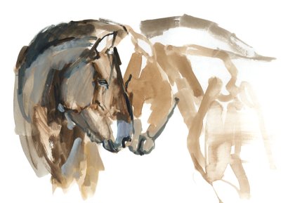 Nariz a Nariz (Przewalski), 2013 (tinta de aquarela, aquarela e guache) de Mark Adlington