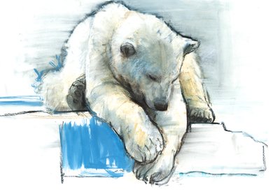 Over the Edge, 2016, (conté e pastel no papel) de Mark Adlington