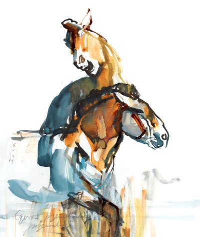 Paleolítico (Przewalski), 2013 (tinta de aquarela, aquarela e guache) de Mark Adlington