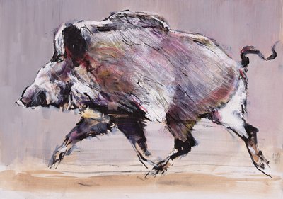 Running javali, 1999 (mídia mista no papel) de Mark Adlington