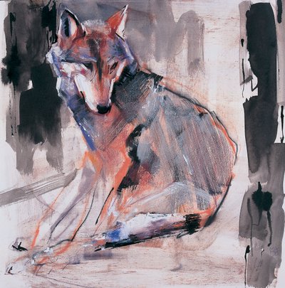 Lobo Sentado, 2000 (mídia mista no papel) de Mark Adlington