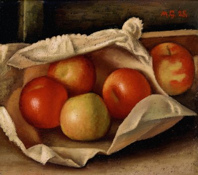 Maçãs em um saco, 1925 (óleo no cartão) de Mark Gertler