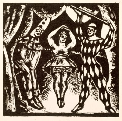 Arlequim, xilogravura por Roger Fry de Mark Gertler