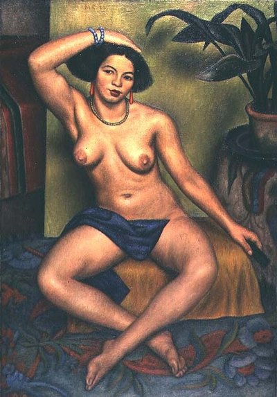 Sentada Nua, ou Cigana na sua casa de banho de Mark Gertler