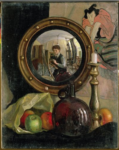 Natureza morta com autorretrato (óleo sobre tela) de Mark Gertler