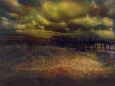 Uma tempestade à noite, Cromer Pier, Norfolk (técnica mista) de Mark Gordon