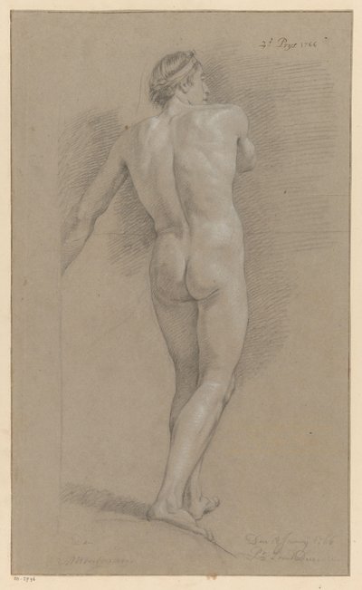 Nu masculino em pé, visto por trás (2º prémio 1766) de Marten Houtman