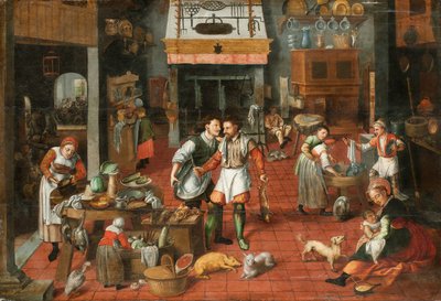 Interior da cozinha, c. 1565. de Marten van Cleve the Elder