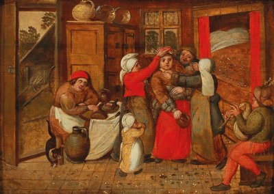 Preparando-se para o leito nupcial, década de 1570. de Marten van Cleve the Elder