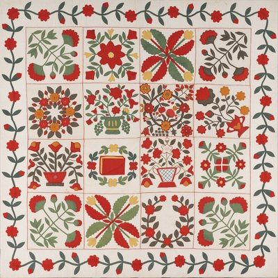 "Album Quilt", Baltimore, Maryland, c.1861 (algodão com seda e lã) de Martha E. Keech