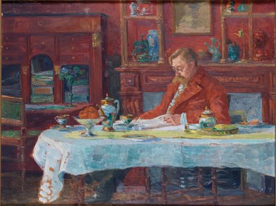 Émile Verhaeren 1855-1918 na mesa, 1900. de Marthe Verhaeren