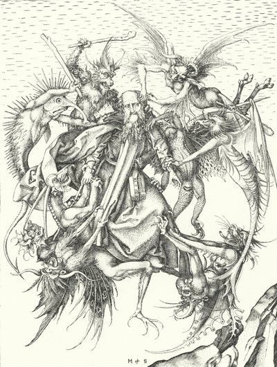 Tentação de Santo António (gravura) de Martin (after) Schongauer