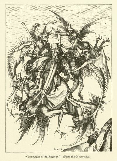 A Tentação de Santo António (gravura) de Martin (after) Schongauer