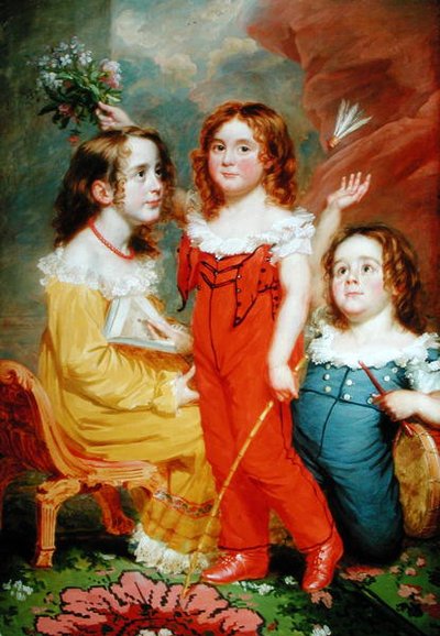 Três crianças em um interior (óleo sobre tela) de Martin Archer (attr. to) Shee