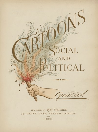 Ilustração da página de título para Cartoons Social and Political por Cynicus de Martin Cynicus Anderson