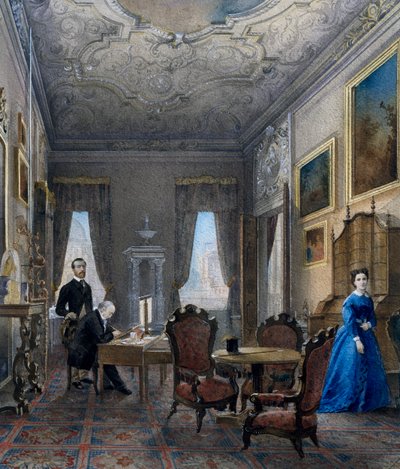 Interior veneziano, aguarela de Don Martin (ativo em 1896), Itália de Martin Don