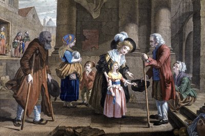 Lição de humanidade. Educação de uma jovem rapariga, c.1790 (gravura) de Martin Drölling