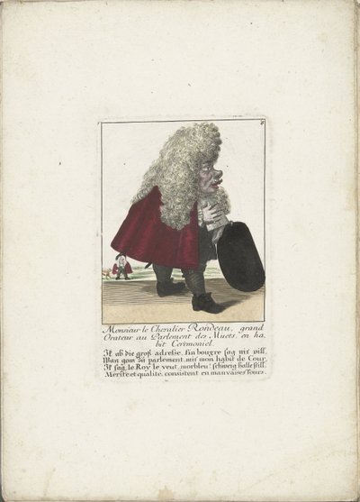 De dwerg Chevalier Rondeau als een Parliamentslid, ca. 1710 Monsieur le Chevalier Rondeau, Grande Orador no Parlamento dos Mudos, em traje cerimonial (título no objeto) Il Callotto resurcitato oder Neu eingerichtes Zwerchen Cabinet (título da série) de Martin Engelbrecht (attributed to)