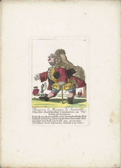 De dwerg Monsieur le Marquis de Sauterelle, ca. 1710
Monsieur le Marquis de Sauterelle, Obrister Heüschrecken Comissarius, na declaração de amor (título sobre o objecto)
Il Callotto resurcitato ou Gabinete Anão recentemente mobilado (título da série) de Martin Engelbrecht (attributed to)