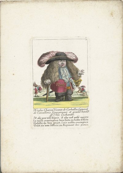 O anão Nicolas Charon como general da cavalaria, ca. 1710 Nicolas Charon, Viconte de Corbeillac, General de Cavalaria, Governador e Grand Intendt. de l