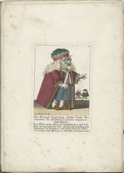 De dwerg Vincentz Zipperling in een bontjas, ca. 1710
Sr. Vincentz Zipperling, ältester Raths verwandter zu Hirschau no seu confortável pêlo para dormir (título sobre o objecto)
Il Callotto resurcitato oder Neu eingerichtes Zwerchen Cabinet (título da sé de Martin Engelbrecht (attributed to)