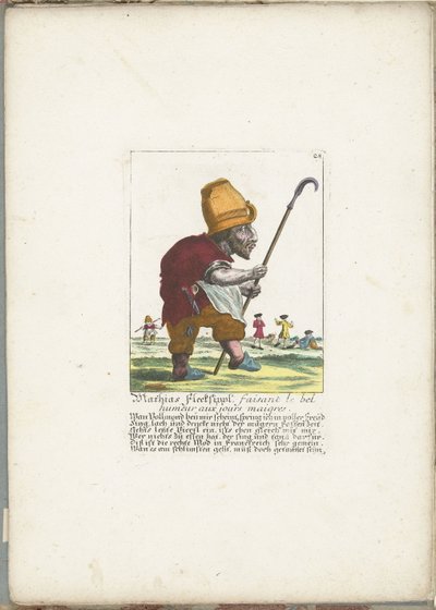 O alegre anão Mathias Flecksippl, aprox. 1710 Mathias Flecksippl, faisant le bel humeur aux jours maigres (título no objeto) Il Callotto resurcitato ou recém-nomeado Zwerchen Cabinet (título da série) de Martin Engelbrecht (attributed to)
