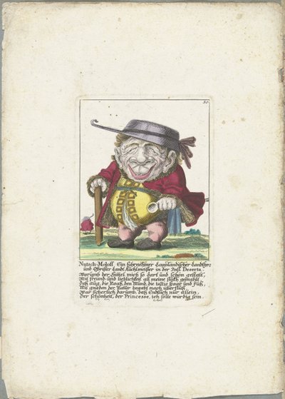 Caricatura de Nutsch-Moloff Nutsch-Moloff Um importante proprietário e coronel da Lapônia Landt Kuchlmeister na ilha de Deserta (título no objeto) Il Callotto resurcitato ou Armário Pequeno Recém Mobilado (título da série) de Martin Engelbrecht (attributed to)