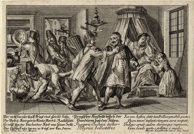 Os Pandurs que visitam os judeus, ca 1756 de Martin Engelbrecht
