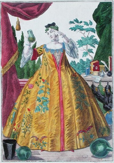The Wife of the Doctor, c.1735 (gravura colorida) de Martin Engelbrecht