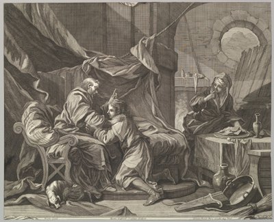 Isaac abençoando Jacó, século 18. de Martin Gottfried Crophius
