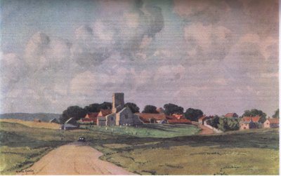 Morstan: Uma aldeia de Norfolk (cor litho) de Martin Hardie